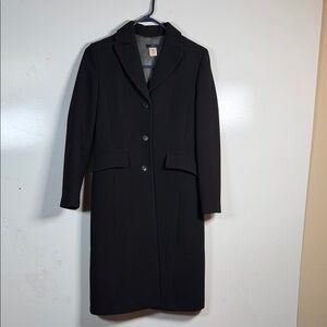J. Crew Elegant Classic Day Coat Black Wool Trench Coat Size P2